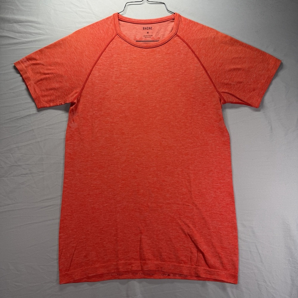 Rhone Shirt Mens Medium Orange Short Sleeve Crewneck Performance Stretch Tech